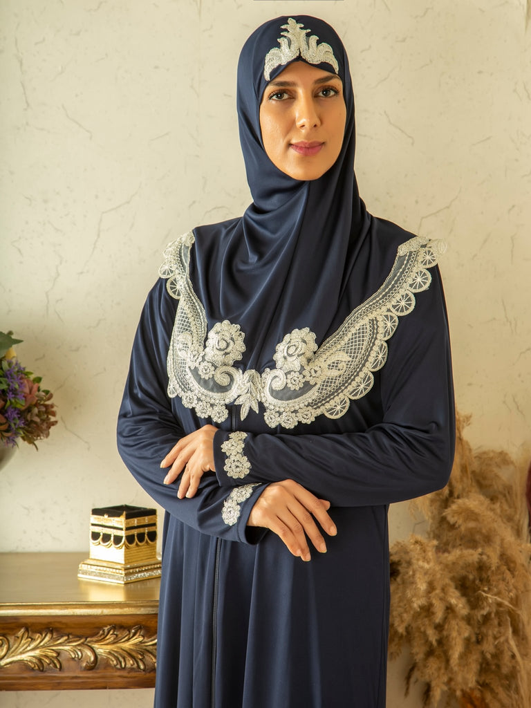 Sude Blue Salah Prayer Clothing, Muslim Abaya, Islamic Prayer