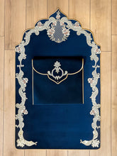 Gul Matte Blue Floral Embroidered Islamic Prayer Rug - Sena Designs,Luxury Sejadah Accessories, Janamaz Islamic Products, Ramadan Kareem Gifts, Muslim Gifts, Eid Gifts & Presents Prayer Mats,SD-PRUG-GUL-Blu-NC,SD-PRUG-GUL-Blu-WC