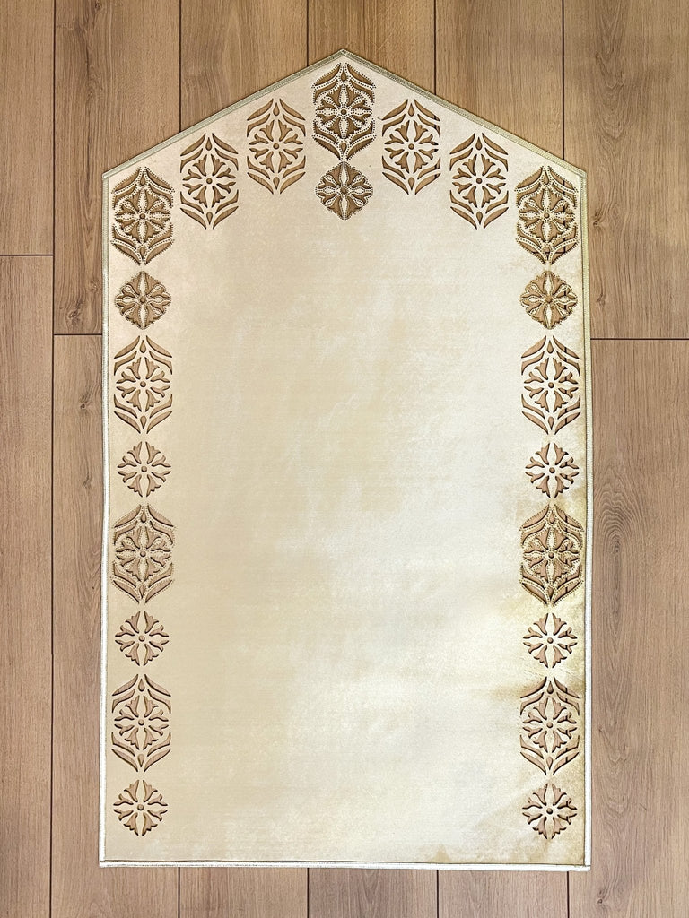 Hazal Gold Muslim Prayer Rug, Modern Islamic Mat, Luxury Janamaz– Sena ...