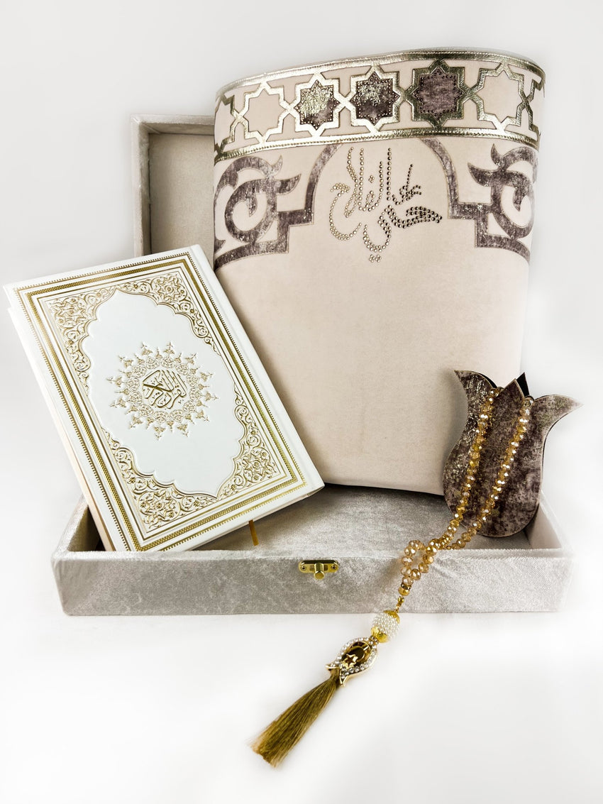 Luxury Islamic Gift Box Set, Prayer Rug, Quran & Rosary Servin– Sena ...
