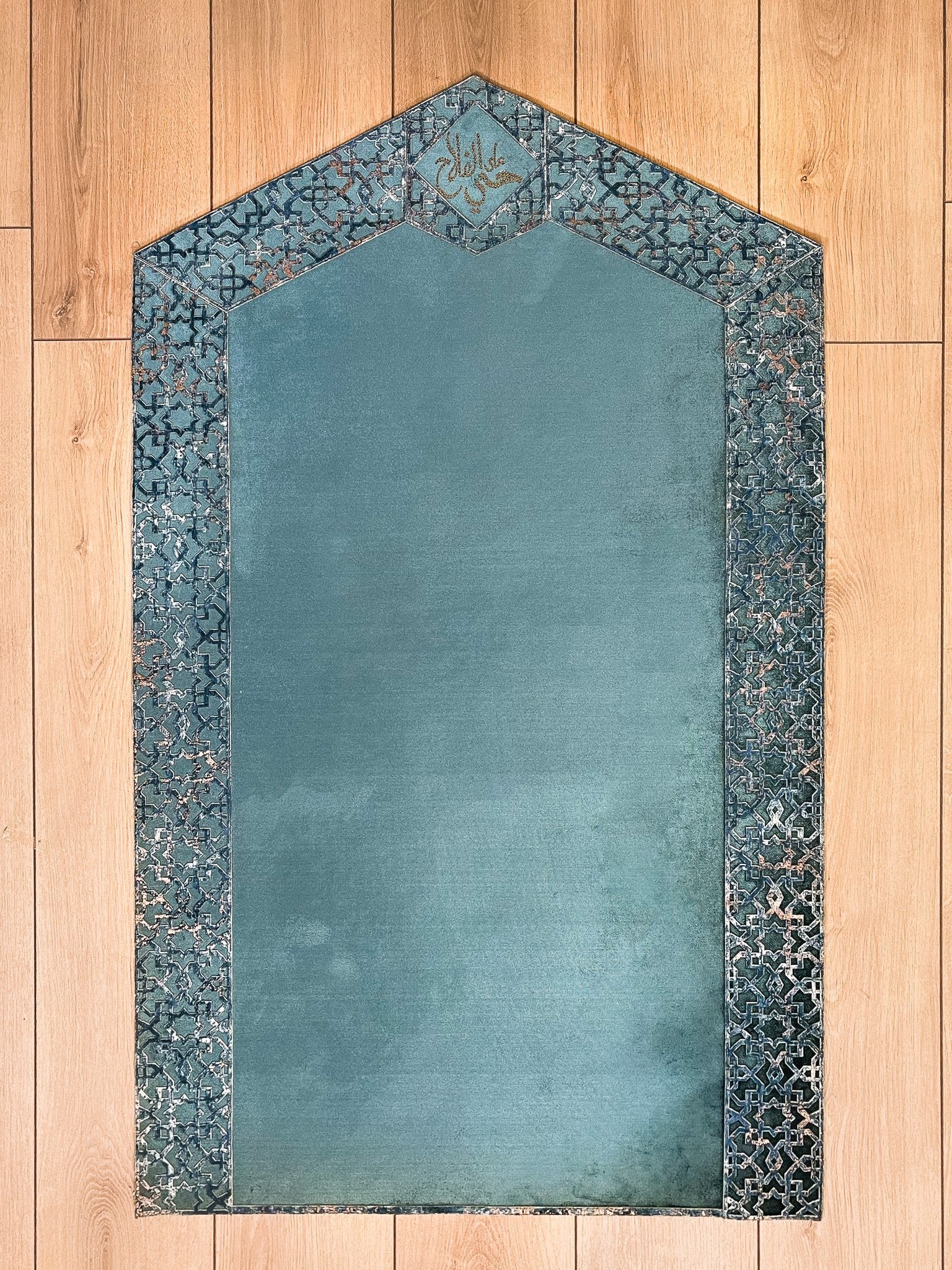Ottoman Turquoise Islamic Prayer Mat, Luxury Geometric Janamaz Rug ...