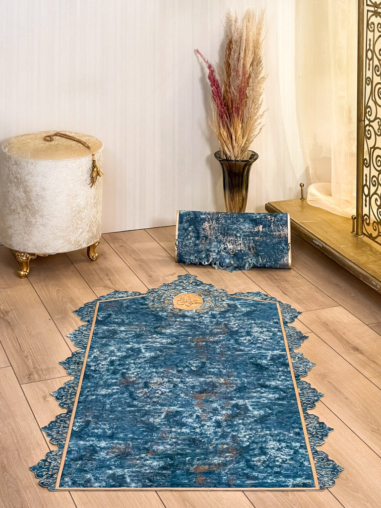 Ruya Blue Luxury Janamaz, Musallah Islamic Mat, Best Muslim Prayer Rug ...