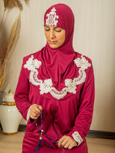 Sema Cherry Prayer Dress - Sena Designs, Luxury Islamic Muslim Fashion, Eid Ramadan Prayer Gifts Uniform, Best Rosary Embroidered Dua Dress Set, Unique Beautiful Embroidery Islam Dress,SD-PDRESS-SEMA-Chry-S,SD-PDRESS-SEMA-Chry-M,SD-PDRESS-SEMA-Chry-L,SD-PDRESS-SEMA-Chry-XL