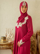 Sema Cherry Prayer Dress - Sena Designs, Luxury Islamic Muslim Fashion, Eid Ramadan Prayer Gifts Uniform, Best Rosary Embroidered Dua Dress Set, Unique Beautiful Embroidery Islam Dress,SD-PDRESS-SEMA-Chry-S,SD-PDRESS-SEMA-Chry-M,SD-PDRESS-SEMA-Chry-L,SD-PDRESS-SEMA-Chry-XL