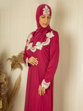 Sema Cherry Prayer Dress - Sena Designs, Luxury Islamic Muslim Fashion, Eid Ramadan Prayer Gifts Uniform, Best Rosary Embroidered Dua Dress Set, Unique Beautiful Embroidery Islam Dress,SD-PDRESS-SEMA-Chry-S,SD-PDRESS-SEMA-Chry-M,SD-PDRESS-SEMA-Chry-L,SD-PDRESS-SEMA-Chry-XL