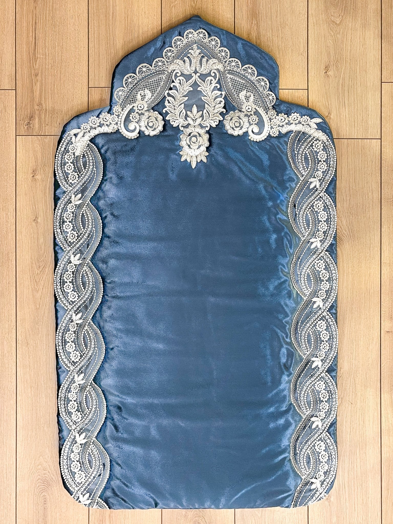 Sude Blue Muslim Prayer Mat & Cover, Padded Extra Comfort Luxury Rug ...